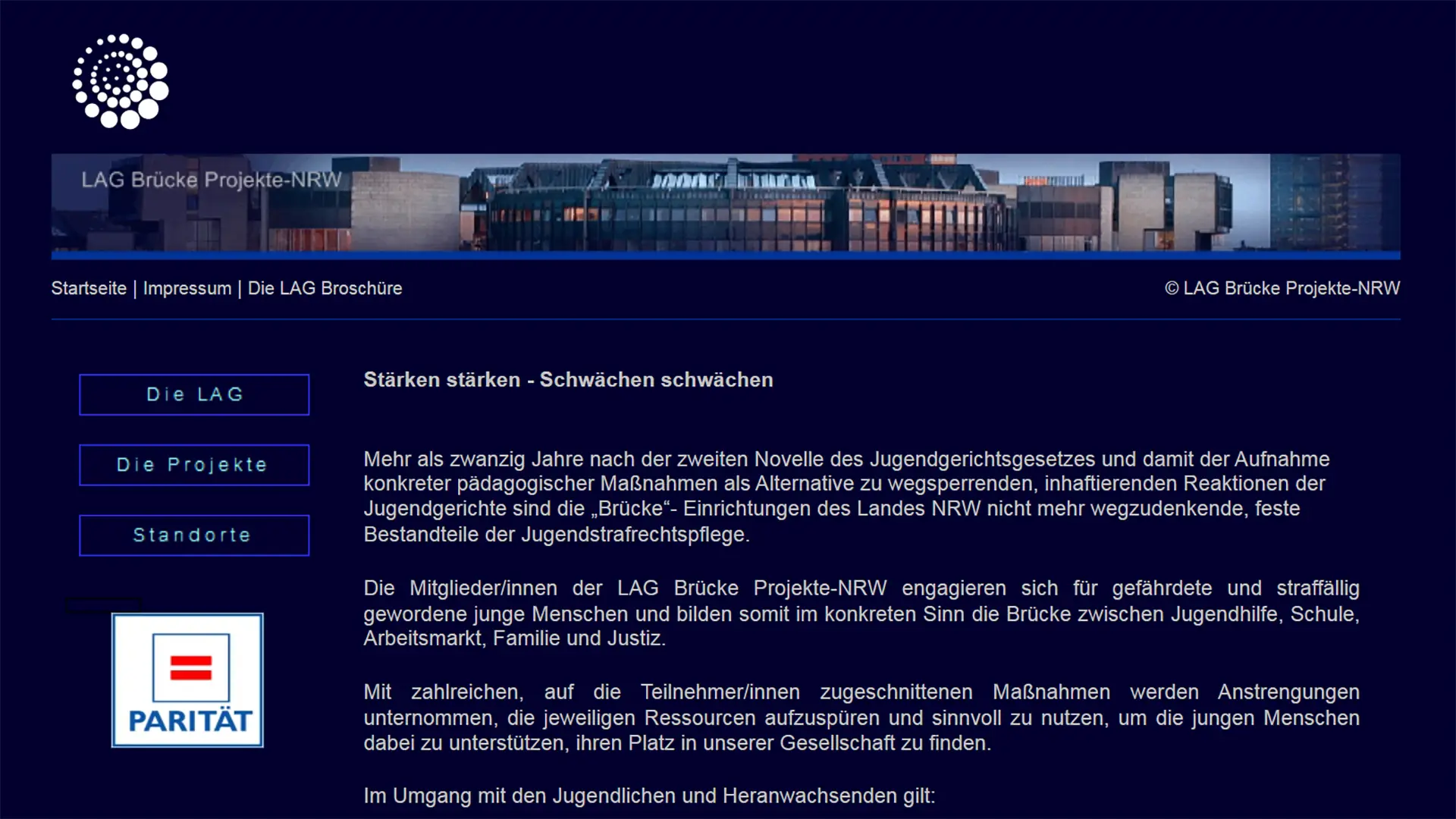 Screenshot der Webseite "www.brueckeprojekte-nrw.de".